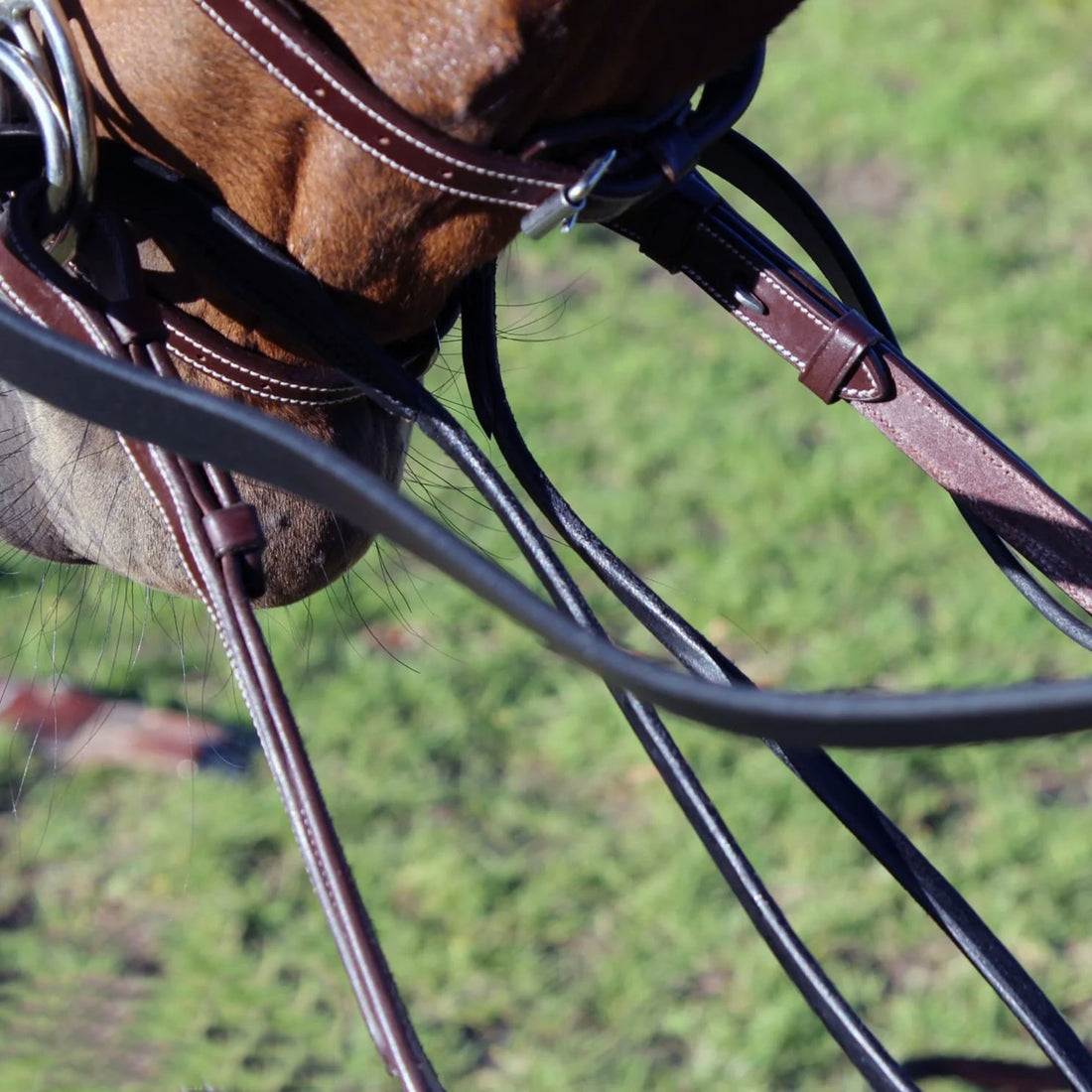 KENTAUR - Draw Reins with Leather Rope